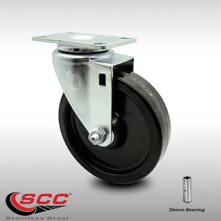 Service Caster 5 Inch SS Phenolic Wheel Swivel Top Plate Caster SCC-SS20S514-PHS